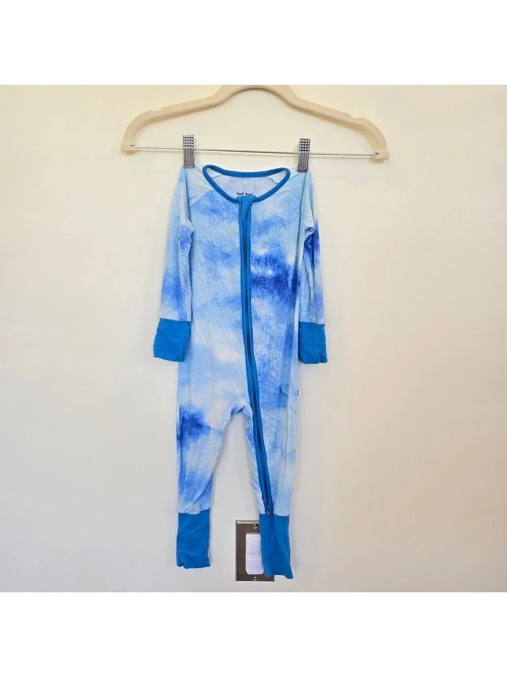 Little Sleepies Zippy Blue Watercolor Convertible Romper/Sleeper
